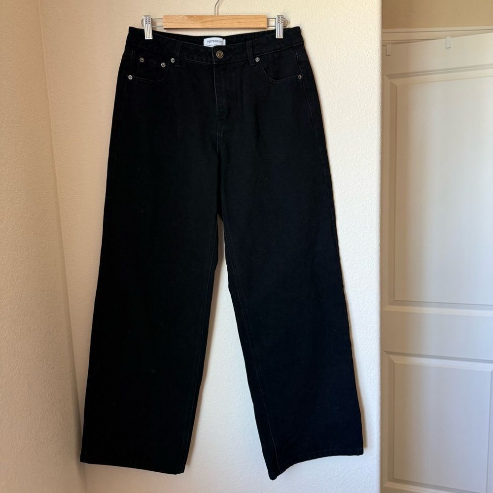 Peppermayo Black Wide Leg Jeans US 6 High Rise Denim 100% Cotton